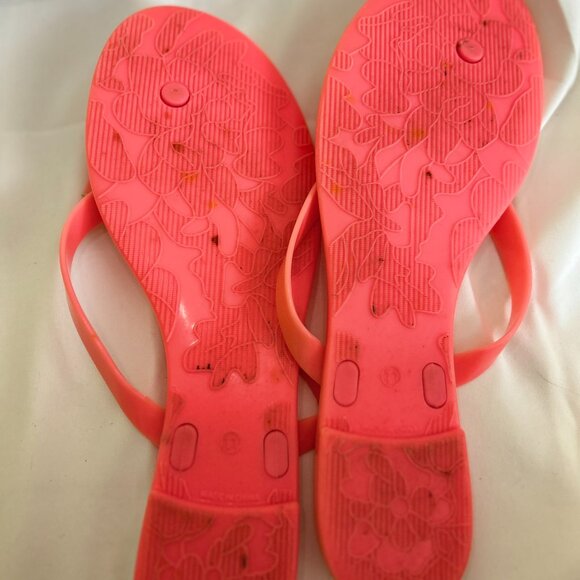 Used Enzo Angiolini Coral Jelly Bow Flip Flops 11 Women's Thong Sandals - Picture 8 of 11